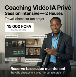 Coaching vidéo IA privé – 2 heures intensives pour construire ton propre workflow video IA