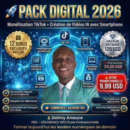 🚀 PACK DIGITAL 2026 | IA + TikTok Monétisable + 12 Bonus