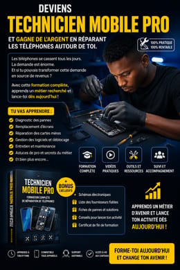 Deviens technicien mobile pro et gagne de l’argent en réparant les téléphones autour de toi.