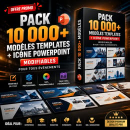 Pack 10 000 MODÈLES TEMPLATES + ICÔNE PowerPoint Modifiables pour Tous Événements (Offre promo) 🚨