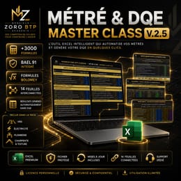 MÉTRÉ & DQE : Master Class V.2.5 — L'outil Excel complet pour chiffrer votre projet de A à Z
