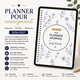 Mon Planner Journal Enseignant   2026-2027 – 21 pages