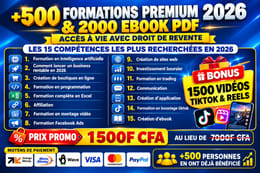 +500 FORMATIONS PRENIUM 2026 ET 2000 EBOOKS PDF