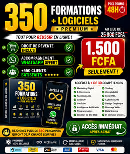 PACK 52 FORMATIONS AVEC DROIT DE REVENTE + ACCOMPAGNEMENT WHATSAPP