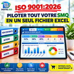 PACK SMQ ISO 9001:2026 : Le tableau de bord Excel qui pilote tout ton SMQ en un seul fichier.