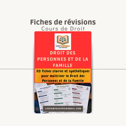 Pack Cours Droit des Personnes et de la Famille - 20 Fiches de Révision