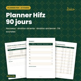 Planner Hifz 90 jours — organiser la mémorisation du Coran (PDF)