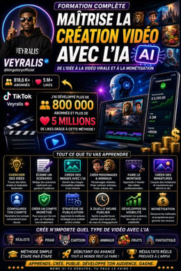 🚀 FORMATION COMPLÈTE CRÉE DES VIDÉOS AVEC L'IA De l'idée à la vidéo virale et à la monétisation