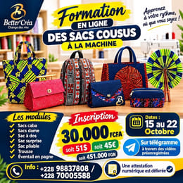 Formation sacs cousus avec machine