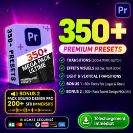 MEGA PACK ULTIME +350 Presets & 🎁(60+ POLICES PRO + 200 SFX PRO), (Compatible Premiere Pro)