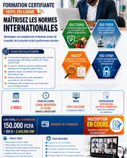 FORMATION CERTIFIANTE 100% EN LIGNE (ISO 22000 - HACCP - ISO 17025 - ISO 27001 + ISO 31000)