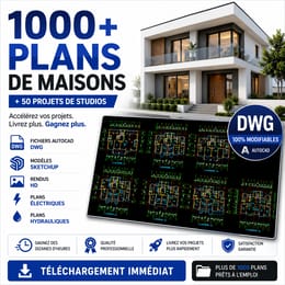 1000 Plans de maison (DWG) Pret à construire (Modifiables)