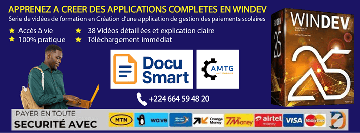 Formation WinDev - Création d'une application de paiement scolaire