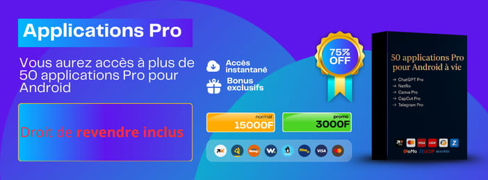 PACK DE 50 APPLICATIONS PRENIUM À VIE POUR ANDROID+ UN BONUS ET DROIT DE REVENDRE