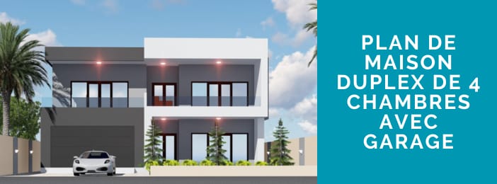 Plan de maison duplex de quartes chambres avec garage