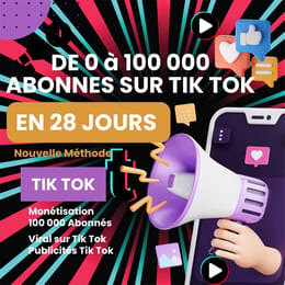 Formation Tiktok VIP  0 à 100.000 abonnés en 28 jours