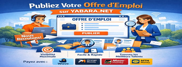 Publication d'avis de recrutement sur notre site yabara.net