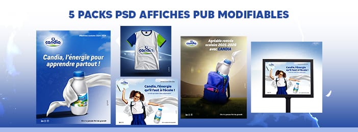 PACKS DE 5 PSD AFFICHES PUB MODERNES PROFESSIONELLES ET MODIFIABLES