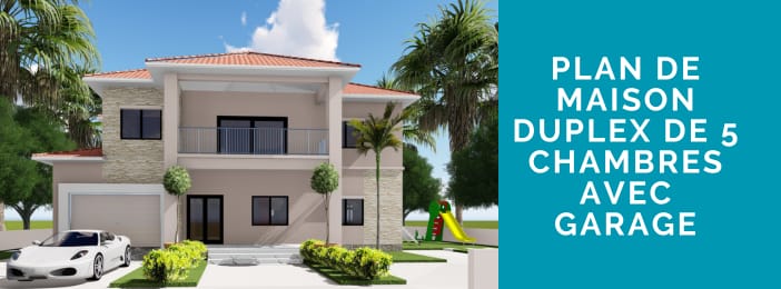 Plan de maison duplex de 5 chambres.