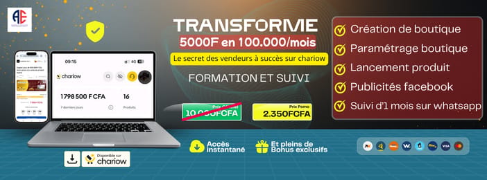Transforme 2.000F en +100.000F/mois : Le secret des vendeurs à succès sur Chariow !