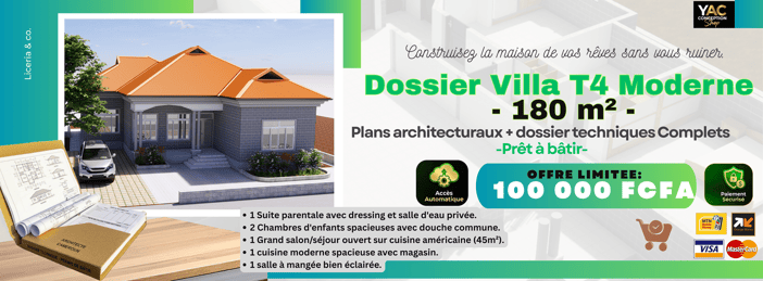 Dossier Villa T4 Moderne (180 m²) : Plans Architecturaux + Techniques Complets (Prêt à bâtir)