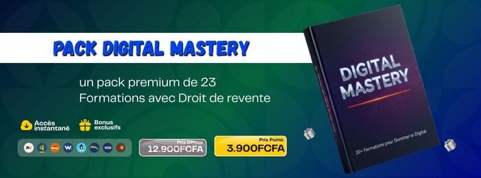 PACK DIGITAL MASTERY: 23 Formations top gagnants avec Droits de Revente