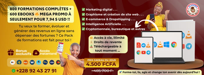 Pack Complet de 800 formations + 600 Livres Best Sellers Pdf et Audios