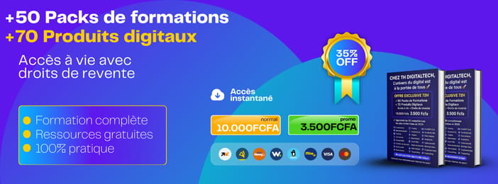 +50 Packs de formations avec +70 Produits digitaux