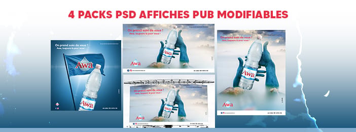 PACK DE 4 PSD D'AFFICHES PUBLICITAIRES MODERNES MODIFIABLES