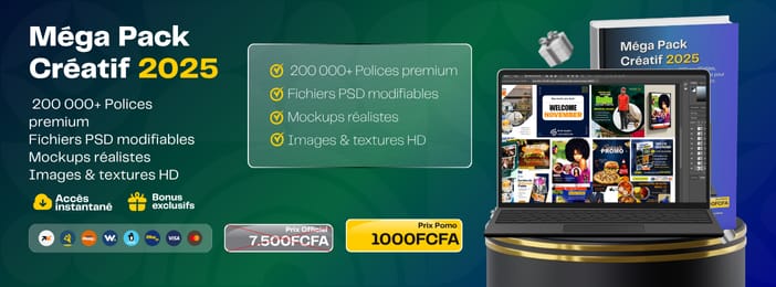Méga Pack Créatif 2025 : 200k+ Polices, Fichiers PSD, Mockups & Images – Téléchargement Instantané