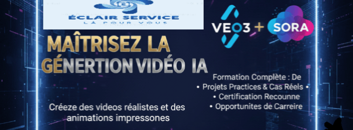 Formation en génération de vidéo IA Veo3 et Sora : Techniques avancées et pratiques incluses