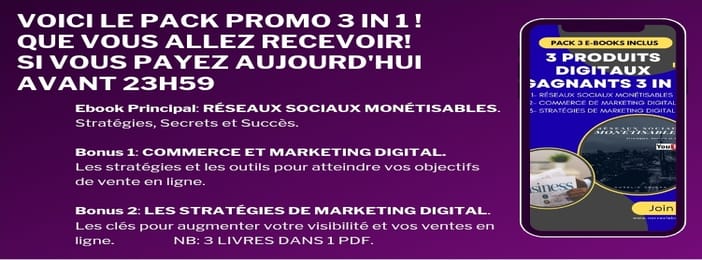 PACK DE 3 E-BOOKS INCLUS ! DES PRODUITS DIGITAUX GAGNANTS. 3 IN 1.