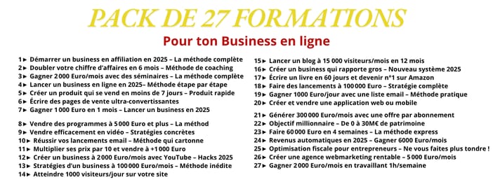 Le Coffre-Fort du Succès : 27 Formations pour Multiplier Vos Profits