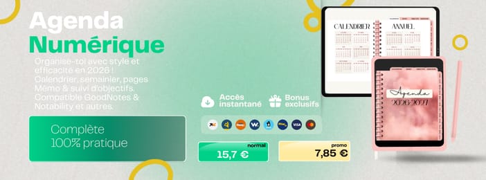 Agenda Digital 2026 Élégant et Interactif – Organisez Votre Année Efficacement