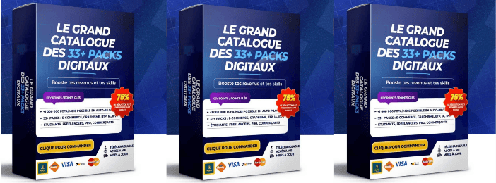 CATALOGUE DE +33 PACKS DE PRODUITS DIGITAUX À UTILISER OU REVENDRE