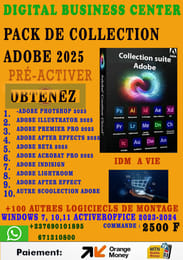 PACK DE COLLECTION ADOBE  PREACTIVER+ IDM À VIE+100 LOGICIELS PRE ACTIVER POUR LE MONTAGE VIDEOS
