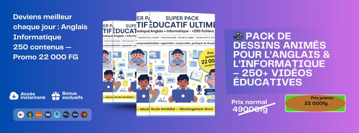 🎥 PACK DE DESSINS ANIMÉS POUR L’ANGLAIS & L’INFORMATIQUE – 250+ VIDÉOS ÉDUCATIVES