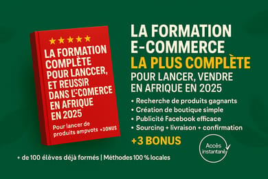 Formation la plus complète pour lancer, vendre et réussir dans l’e-commerce en Afrique en 2025.