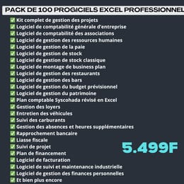 PACK EXCEL BUSINESS PRO – 100 OUTILS PRÊTS À L’EMPLOI POUR GÉRER, PLANIFIER