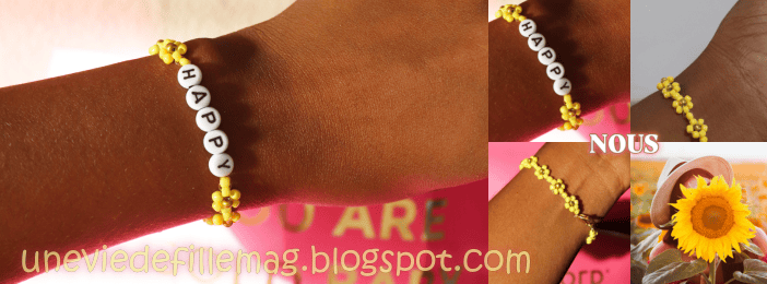 Bracelet  HAPPY SUNFLOWER en perles fait main