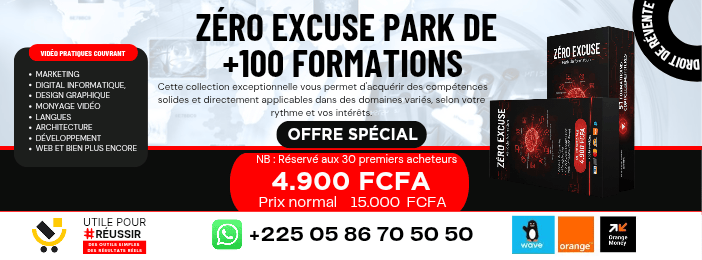 ZÉRO EXCUSE – Pack Ultime +100 Formations + Bonus Exclusifs | Réussis, Passe à l’Action