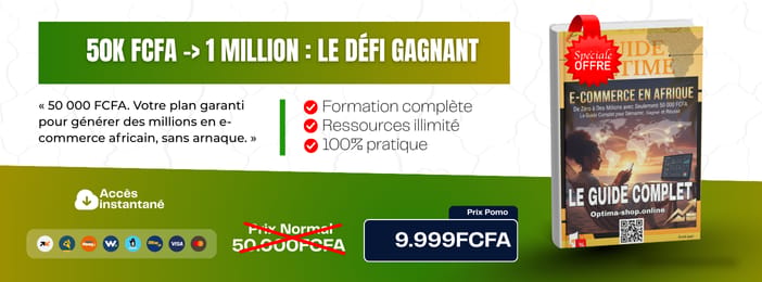 Formation complete pour générer ses premiers millions avec l'E-commerce en Afrique