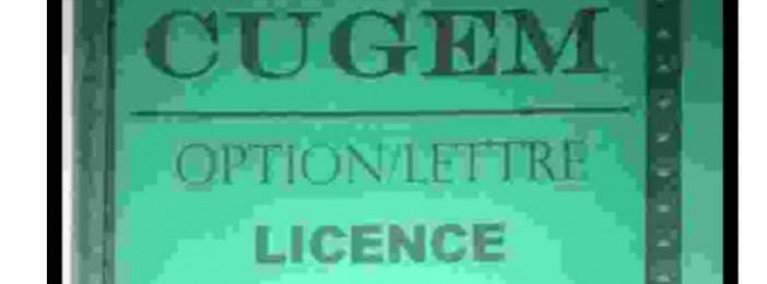 CUGEM niveau licence option lettre