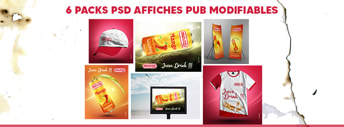 6 PACKS PSD D'AFFICHES PUBLICITAIRES PROFESSIONNELLES, MODIFIABLES ET MODERNES