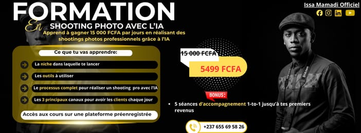 Apprend Ă gagner 15,000 FCFA par jours en rĂ©alisant des shootings photos Professionnels avec l'IAâ