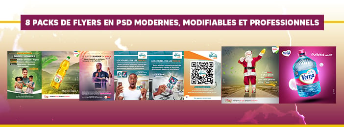 8 PACKS DE FLYERS EN PSD MODERNES, MODIFIABLES ET PROFESSIONNELS