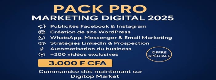 Pack Vidéo Pro – Formation Marketing Digital 2025