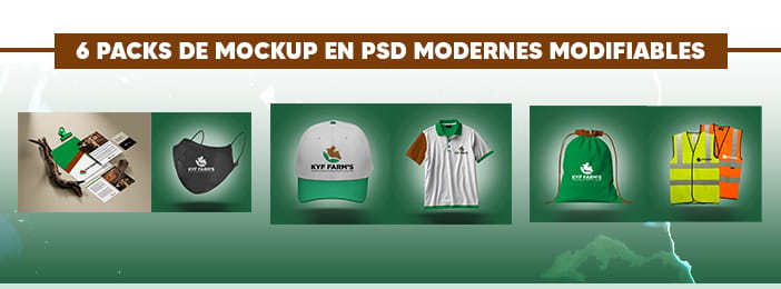 6 PACKS DE MOCKUPS EN PSD MODERNES PROFESSIONNELS MODIFIABLES.