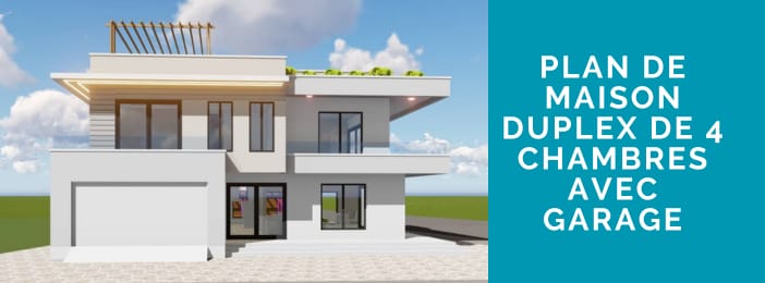 Plan de maison duplex de quatre chambres avec garage.