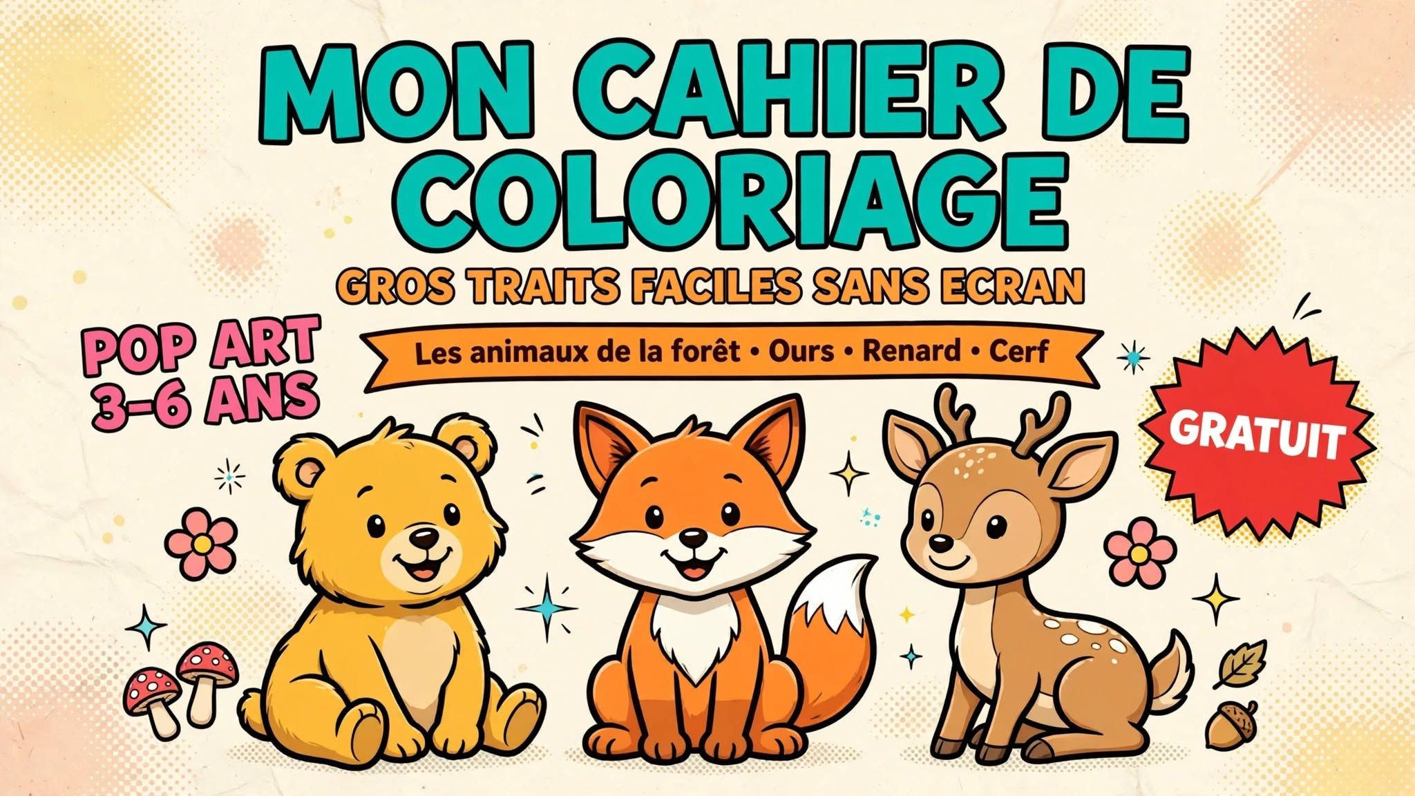 Mon Cahier de Coloriage - Les Animaux de la Forêt - Ours, Renard, Cerf | 3-6 ans [GRATUIT]
